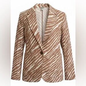 a new day Brown and White Zebra Print Blazer